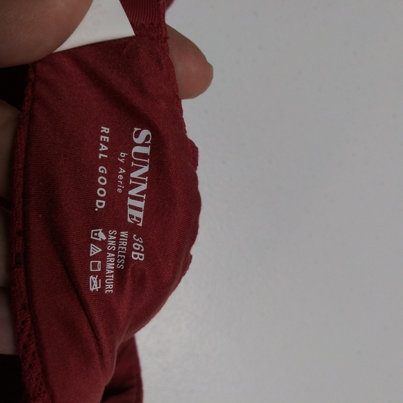 Aerie Sunnie Bloom Burgundy Lace Wireless Push Up Bra Size 36B - Picture 7 of 9
